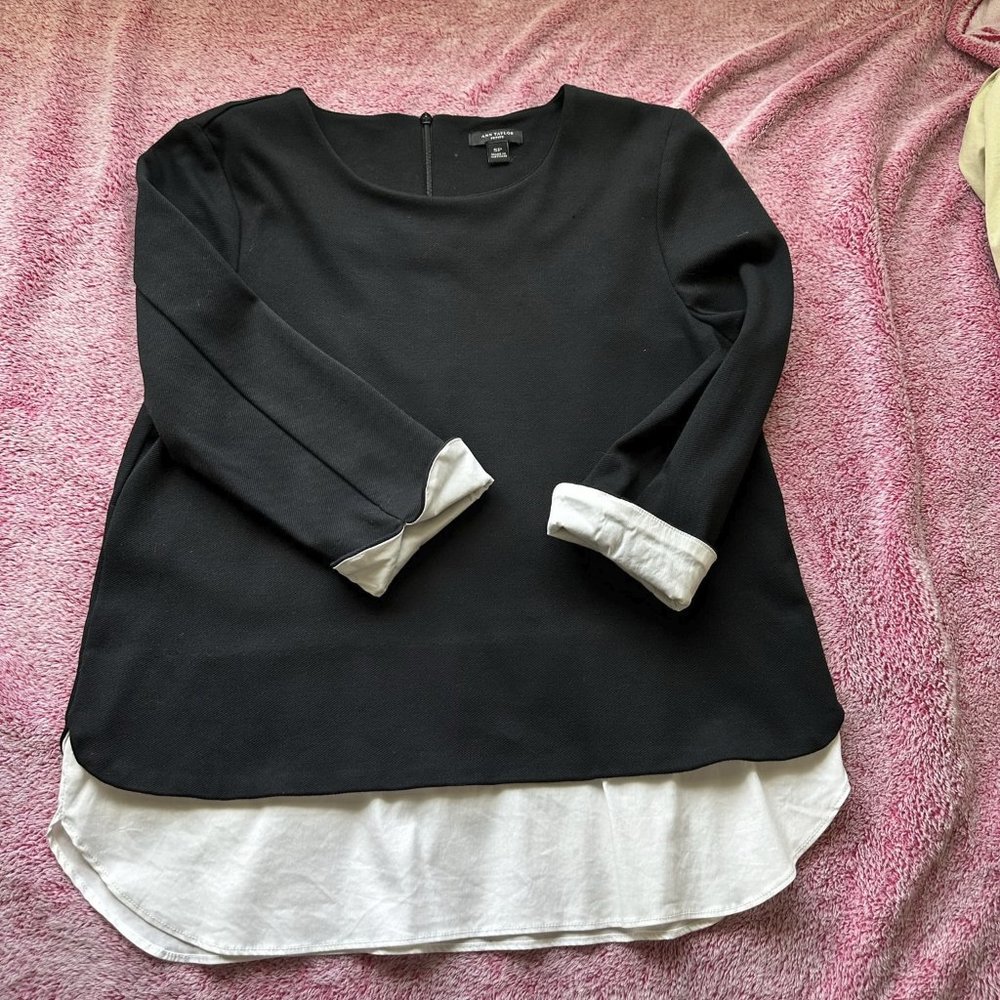 Ann Taylor Faux Layered 3/4 Sleeve Shirt